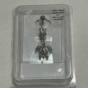 Icing Stainless Steel Turtle Belly Ring Silver